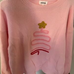 ADORA Pink Sweater with Gold and Red Accents